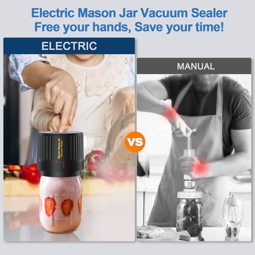 Electric Mason Jar Vacuum Sealer Kit for Wide & Regular Mouth Jars