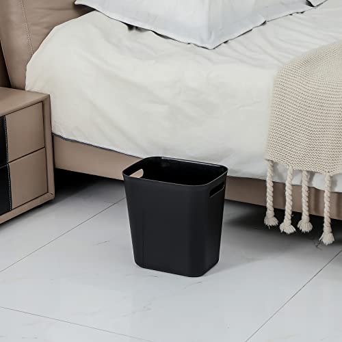 UUJOLY 3.5 Gallon Small Plastic Trash Can, Black Wastebasket for Bathroom and Office