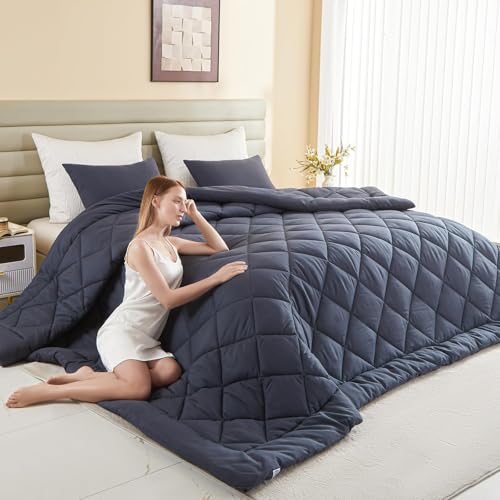 MIOTO Oversized King Comforter 128x120 - Down Alternative Duvet Insert, Grey