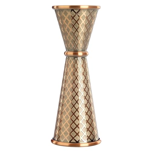 Barfly Antique Copper 1oz x 2oz Diamond Lattice Etch Japanese Style Jigger