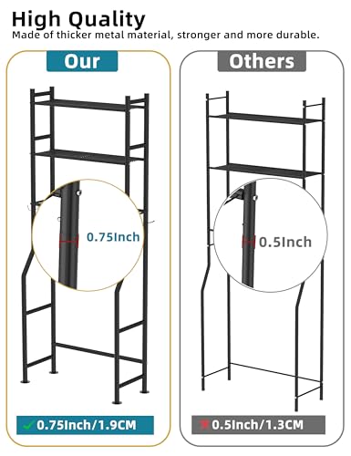 3-Tier Over-the-Toilet Storage Rack, Freestanding Carbon Steel Shelf, 64-Inch