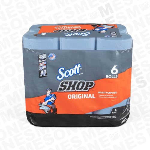 Blue Shop Towels on a Roll - Heavy-Duty Multi-Purpose Paper Towels, 6 Pack