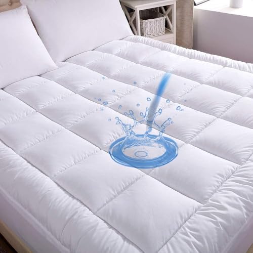 Waterproof Queen Mattress Topper, Cotton Pillowtop with Fitted Cover
