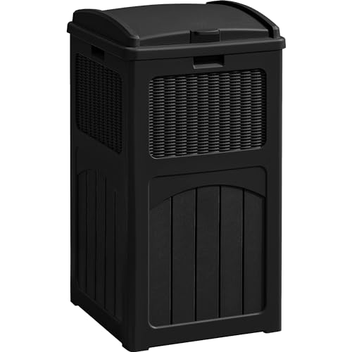 33 Gallon Outdoor Trash Can Waterproof Resin Garbage Bin for Patio Deck