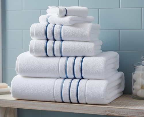6-Piece Luxury Cotton Bath Towel Set, Soft & Absorbent Quick-Dry Hotel Towels