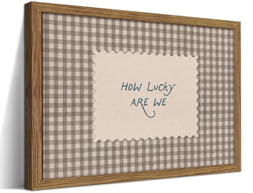 How Lucky Are We Wall Art Vintage Gingham Inspirational Canvas Print 12x16