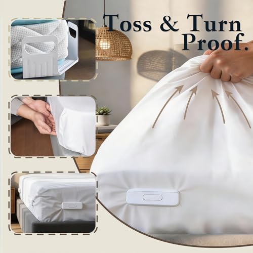 Fitted Sheet Holders - No-Lift Bed Sheet Corner Grippers & Locks Set