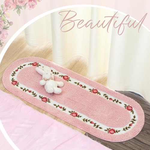 3-Piece Rose Flower Bathroom Rug Set, Non-Slip Absorbent Floral Bath Mats