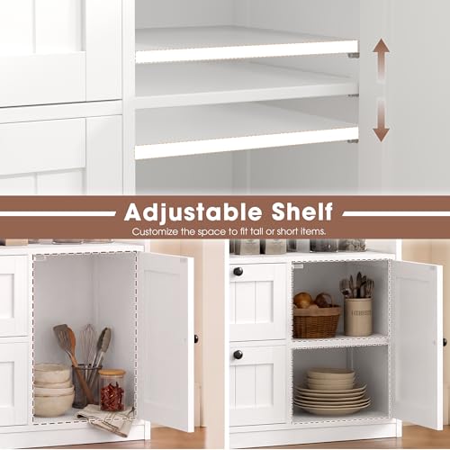 Small Freestanding Bathroom Storage Cabinet with Drawers and Adjustable Shelves
