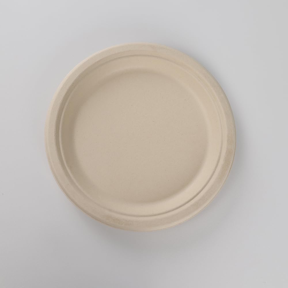 BETAWORLD Compostable Paper Plates 9” – 125 Pack | Heavy Duty Sugarcane Bagasse | Microwave & Leak Proof | Eco-Friendly Disposable Dinner Plates for Party, Wedding, Picnic