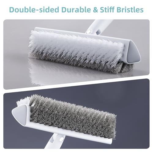 Long Handle Shower & Tile Scrubber Brush with 180° Swivel V-Shape Head