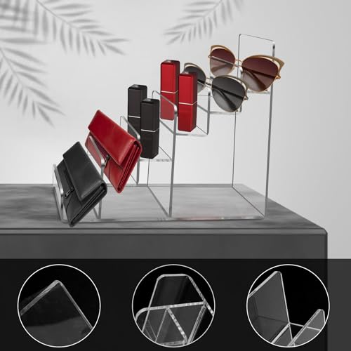 4-Tier Acrylic Wallet Display Stand, Clear Purse & Jewelry Organizer
