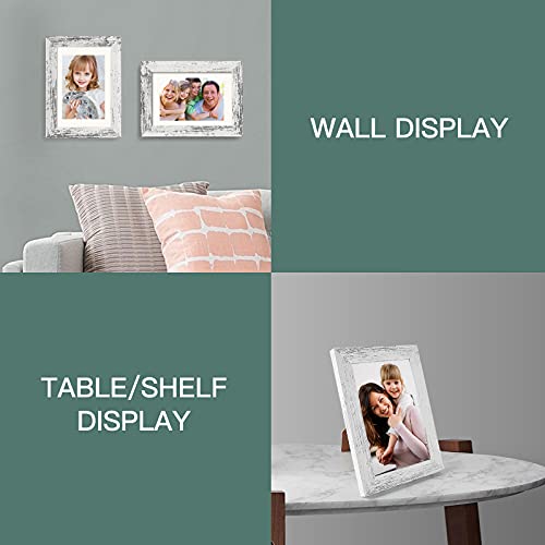 4x6 Picture Frame Set, Distressed Farmhouse Wood Style Frames - 4 Pack