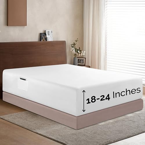 King Size Extra Deep Pocket Fitted Sheet for Mattresses Up to 24 Inches