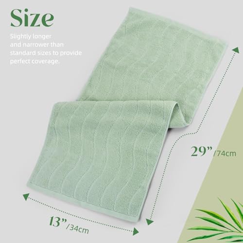 Wavy Striped Cotton Hand Towels - Sage Green, 13x29 Inches, 2 Pack