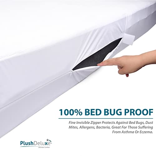 PlushDeluxe Twin XL Waterproof Mattress Encasement - Zippered 6-Sided Cover