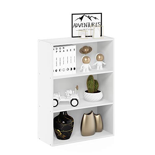 3-Tier Wooden Bookshelf Small Open Display Storage Shelves, White
