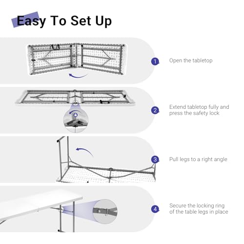 6ft Narrow Folding Table, Portable Heavy Duty Plastic Utility Table