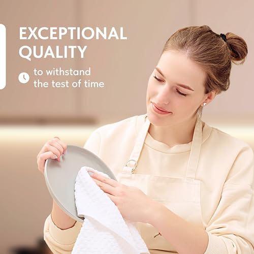 100% Cotton Kitchen Towels - 12 Pack Super Absorbent Dobby Weave Dish Towels