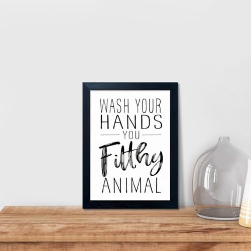 Boswaydeco Black and White Bathroom Wall Art Quotes Framed Canvas Sign 8x10