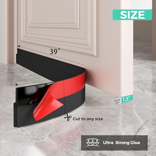 Under Door Draft Stopper - Cuttable Silicone Weather Stripping (2 Pack)