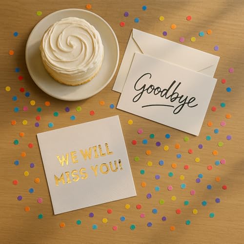 Cloverjoyed 5x5 Inch 'We Will Miss You' Farewell Cocktail Napkins - 50 Pack