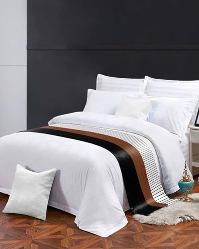 Boho Geometric Bed Runner for Full/Queen Bed - 83x20 Satin Bed Scarf