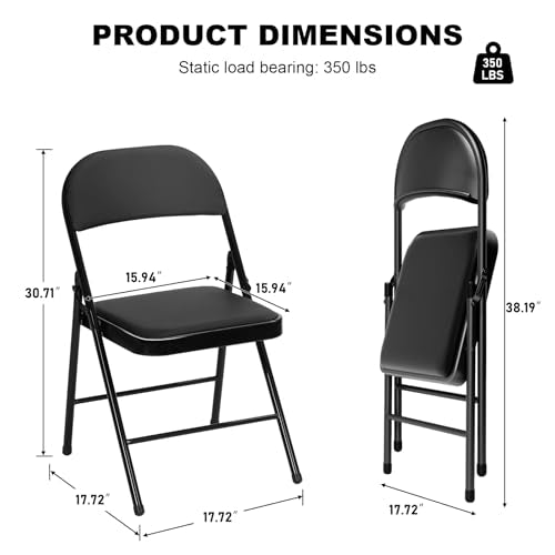 6 Pack Folding Chairs, Padded PU Leather Seat with Heavy-Duty Metal Frame
