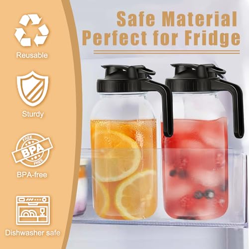 Wide Mouth Mason Jar Pour Spout Lid with Handle & Airtight Flip Cap - 2 Pack