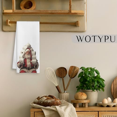 WOTYPU Holiday Christmas Santa Bathroom Hand Towels - Color-6, 16x24 Inches