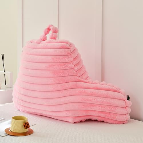 Large Reading Pillow for Adults - Back Support with Arms, Pink