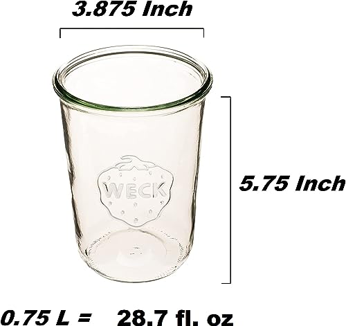 Wide Mouth Glass Mold Canning Jars with Lids and Clamps - 3/4 Liter, Set of 2