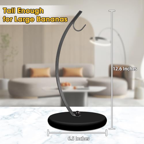 Banana Holder Stand - Modern Metal and Wood Kitchen Counter Hanger