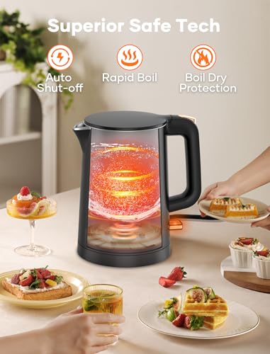 0.8L Small Electric Kettle, Double Wall Stainless Steel Mini Tea Boiler
