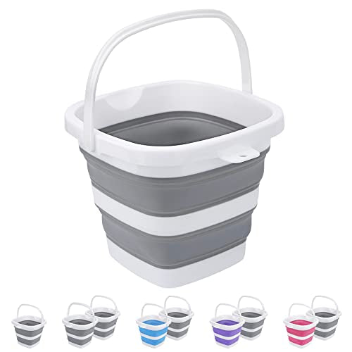 Collapsible Bucket 5L (1.3 Gallon) - Foldable Square Portable Pail
