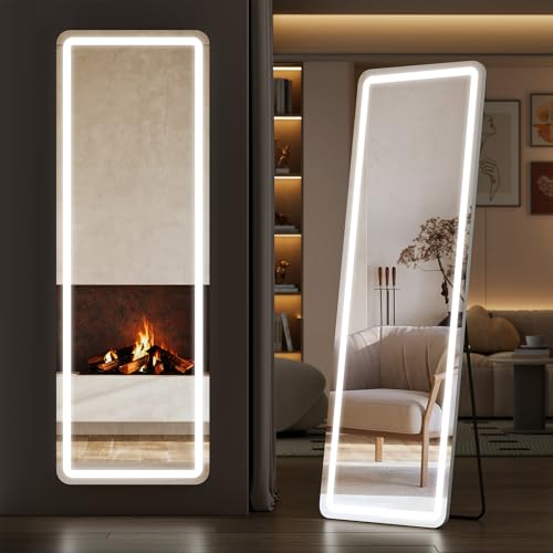 LED Full Length Floor Mirror 65"x21" Lighted Standing Full Body Mirror
