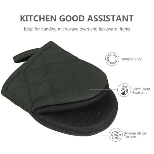 Mini Silicone Oven Mitts, 2-Pack - Heat Resistant 500°F Pot Holders, Gray