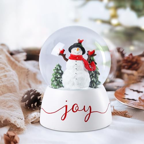 MUMTOP Snowman Snow Globe with Red Cardinal Music Lighted Swirling Glitter for Christmas Decor