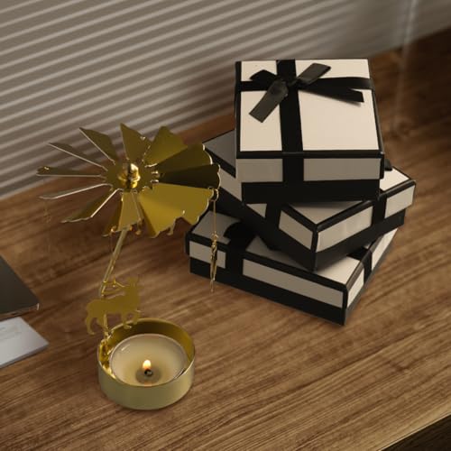Rotary Candle Holder 2-Pack - Gold Spinning Tea Light Holder for Christmas