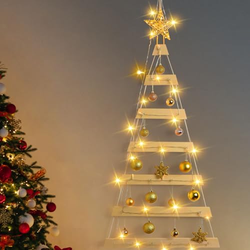 VAIPI Wooden 40in Wall Hanging Christmas Tree with Lights - 40'' x 20'' (Variation: Wooden-40inch)
