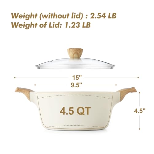 Ceramic Nonstick Stock Pot with Lid, Non-Toxic Induction Cooking Pot