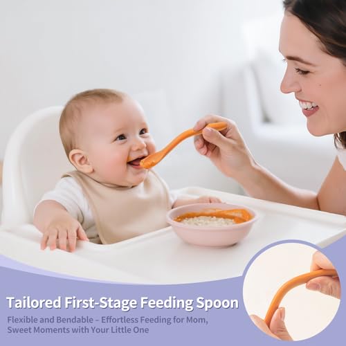 8-Piece Silicone Baby Feeding Spoons Set Soft Bendable Self-Feeding Utensils