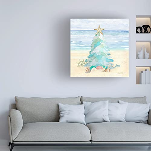 35" Coastal Seaglass Christmas Tree Canvas Wall Art by Jean Plout - Made in USA