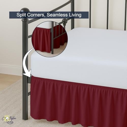 Twin Daybed Cover Set - 5-Piece Quilted Microfiber Bedding, Burgundy