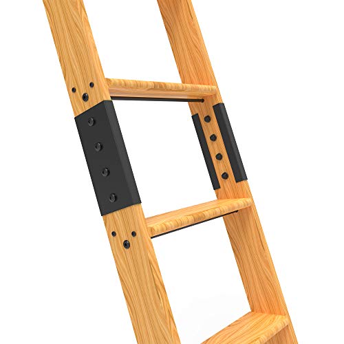 8-Foot Library Ladder Kit, Unassembled Solid Red Oak Wood Ladder
