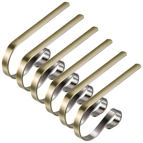 Adjustable Metal Christmas Stocking Holders for Fireplace Mantel, 6 Pack