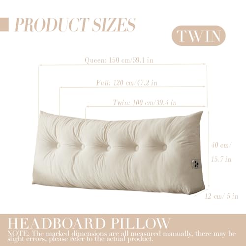 Wedge Headboard Pillow Twin XL - Plush Velvet Support Cushion