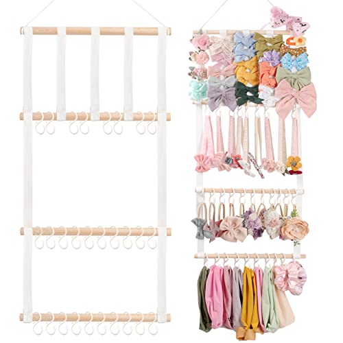 Headband Holder and Hair Bow Organizer Wall Hanging for Girls Room