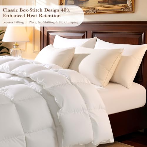 Queen Goose Down Comforter, 850 Fill Power, 600 TC Cotton Cover