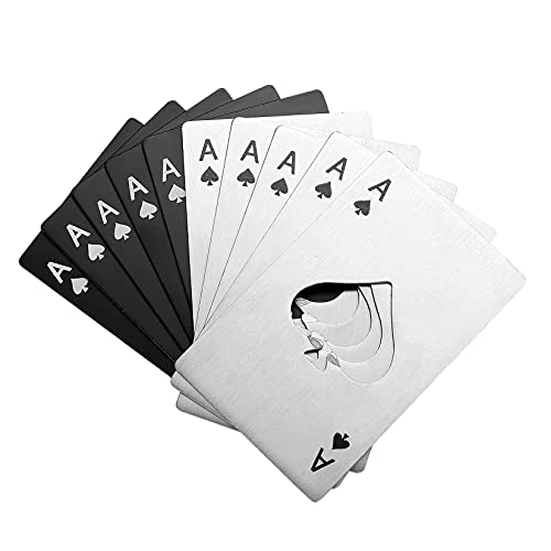 HexinYigjly 10Pcs Ace of Spades Bottle Openers - Black & Silver Poker Card Keys
